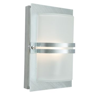 Basel 1 Light Wall Lantern - Galvanised With Frosted Glass