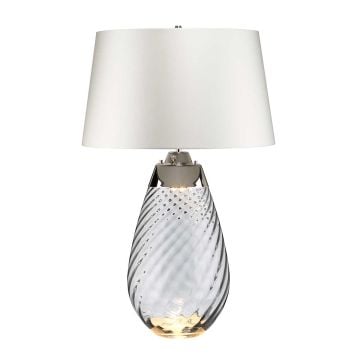 Lena 2 Light Large Smoke Table Lamp with Off-white Shade - Smoke-tinted Glass / Off-White Shade