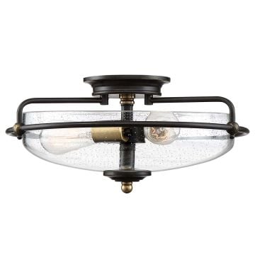 Griffin 3 Light Flush - Palladian Bronze with Weathered Brass Accents