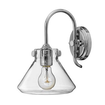 Congress 1 Light Clear Glass Wall Light - Chrome