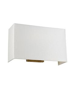 Riley Large Rectangular Wall Light with Aged Brass Back Plate with Ivory Shade