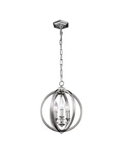 Corinne 3 Light Small Pendant - Polished Nickel, Crystals
