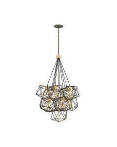 Astrid 11 Light Pendant Cluster - Matte Bronze and Deluxe Gold