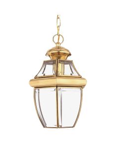 Newbury 1 Light Medium Chain Lantern - Lacquered Polished Brass