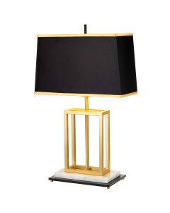 Atlas 1 Light Table Lamp with Black Shade - Brushed Brass