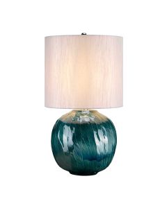 Blue Globe 1 Light Table Lamp - Blue with Light Grey Shade