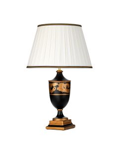 Narbonne 1 Light Table Lamp - with Tall Empire Shade - Black and Gold with Ivory with Black and Gold trim Shade