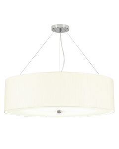 Pearce 30" Pendant with Polished Chrome Ceiling Pan - Polished Chrome with Ivory Shade