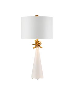 Neo 1 Light Table Lamp - White and Gold with French White Shade