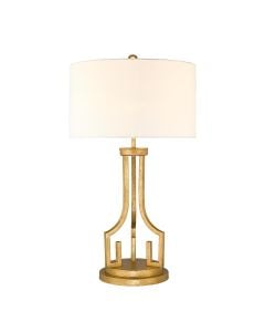 Lemuria 1 Light Table Lamp - Distressed Gold with Ivory White Shade