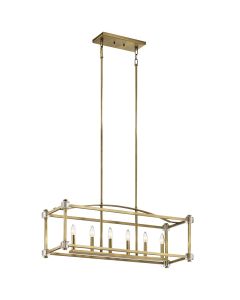 Cayden 6 Light Linear Chandelier - Natural Brass