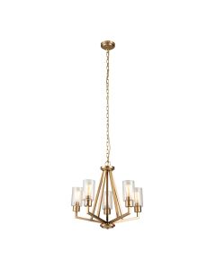 Deryn 5 Light Chandelier - Natural Brass