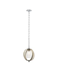 Grand Bank 1 Light Outdoor Pendant - Distressed Antique Grey & Brushed Aluminium