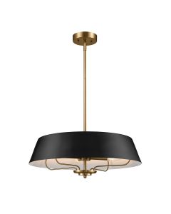 Luella 4lt Duo-Mount Pendant - Black & Brass