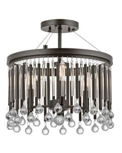 Piper 3 Light Semi Flush - Espresso/Chrome