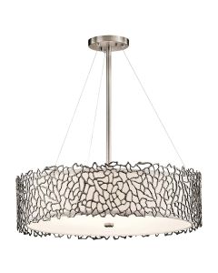 Silver Coral 4 Light Pendant - Classic Pewter