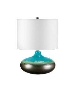 Laguna 1 Light Small Table Lamp - Turquoise and Graphite Glaze