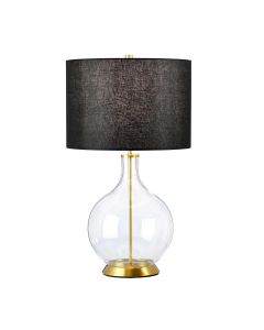 Orb 1 Light Table Lamp (Complete with Black Shade) - Aged Brass with Black Shade