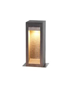 Parkstone Medium LED Bollard - Basalt Stone with Stainless Steel